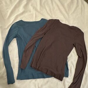 a new day Brown Ribbed Long Sleeve Top